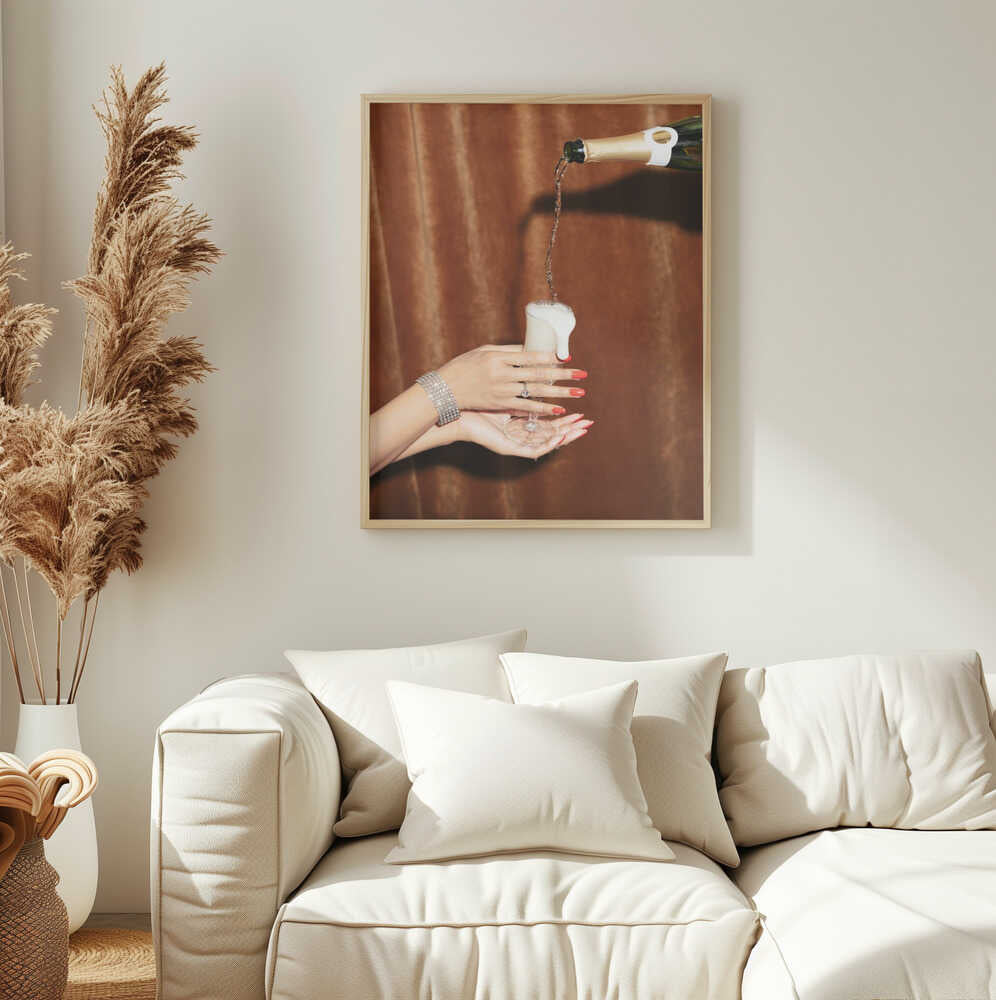 Glamorous Champagne Pour Art Print UK — Food Warm Wall Art — Kitchen — Wall It All Prints