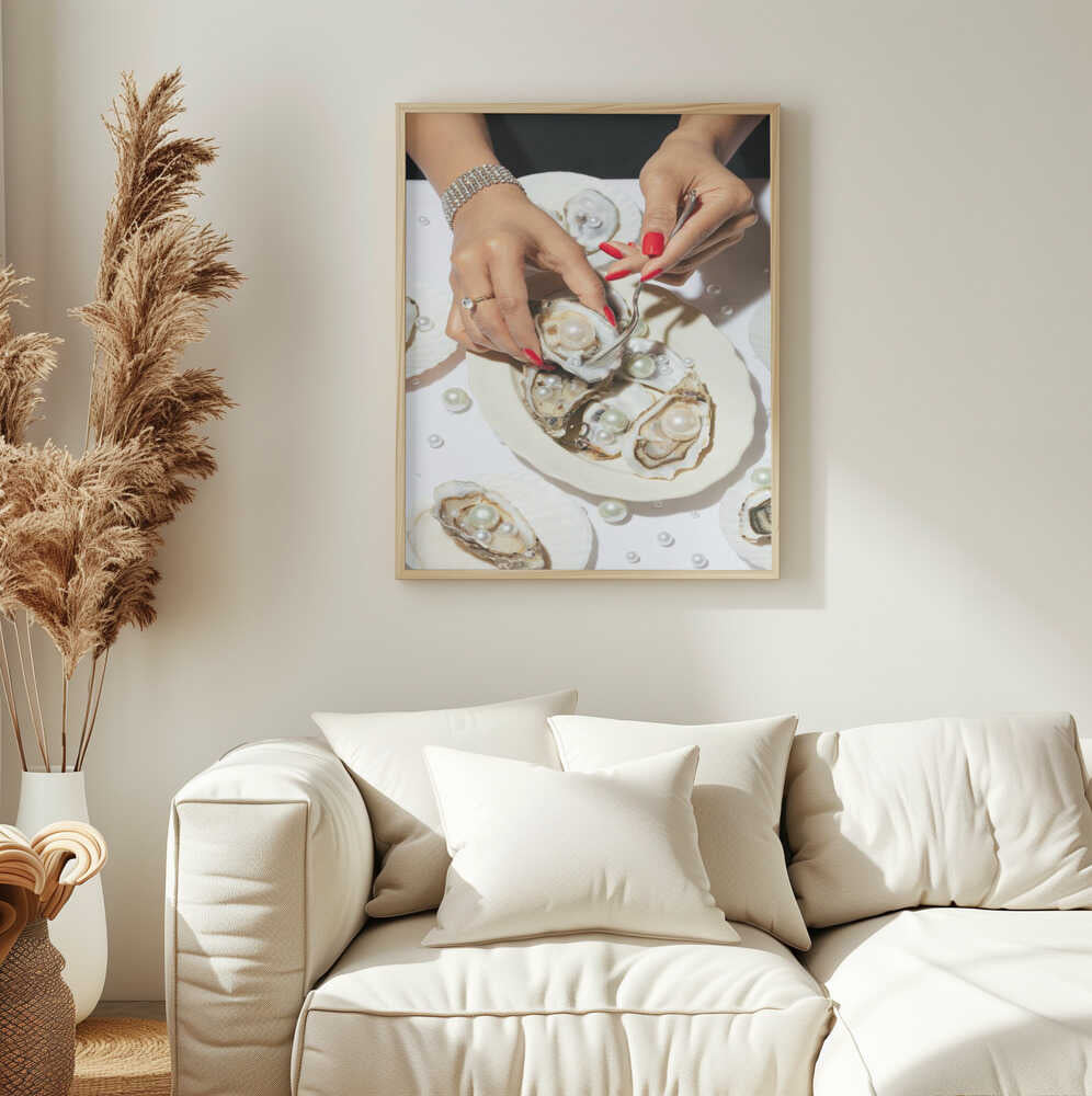 Elegant Pearl Oysters Art Print UK — Portrait Fresh Wall Art — Kitchen — Wall It All Prints