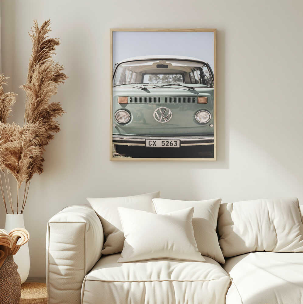 Classic Design In Soft Green Tones Cars Art Print UK — Vintage Fresh Wall Art — Living Room — Wall It All Prints