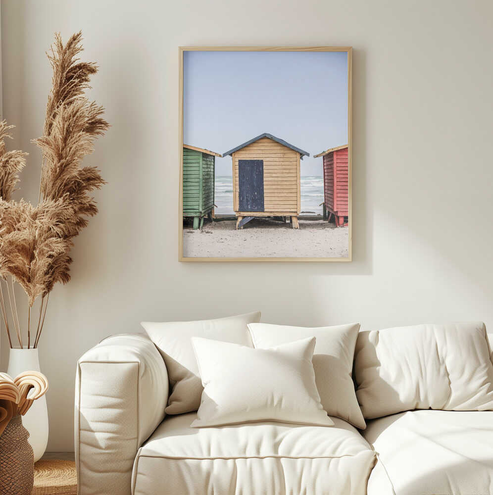 Colorful Beach Huts Art Print UK — Landscape Calm Wall Art — Living Room — Wall It All Prints