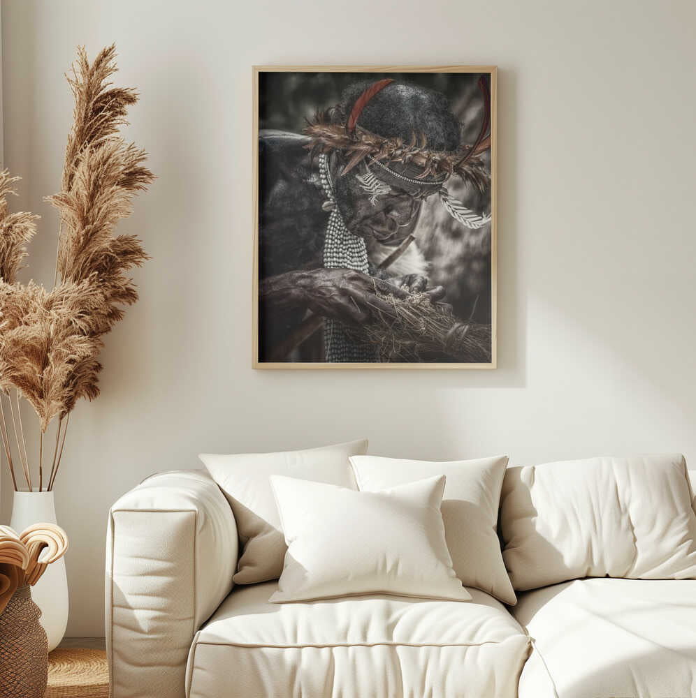 Indigenous Ritual Focus Art Print UK — Dark Moody Dark Wall Art — Living Room — Wall It All Prints