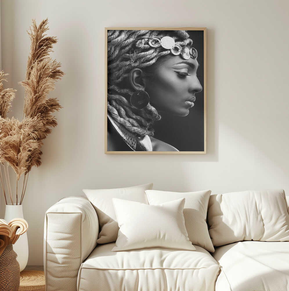 Braided Hair Portrait Art Print UK — Dark Moody Dark Wall Art — Living Room — Wall It All Prints