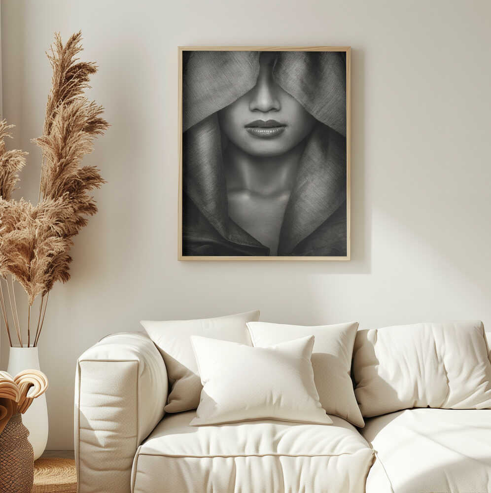 Veiled Mystery Portrait Art Print UK — Dark Moody Dark Wall Art — Living Room — Wall It All Prints