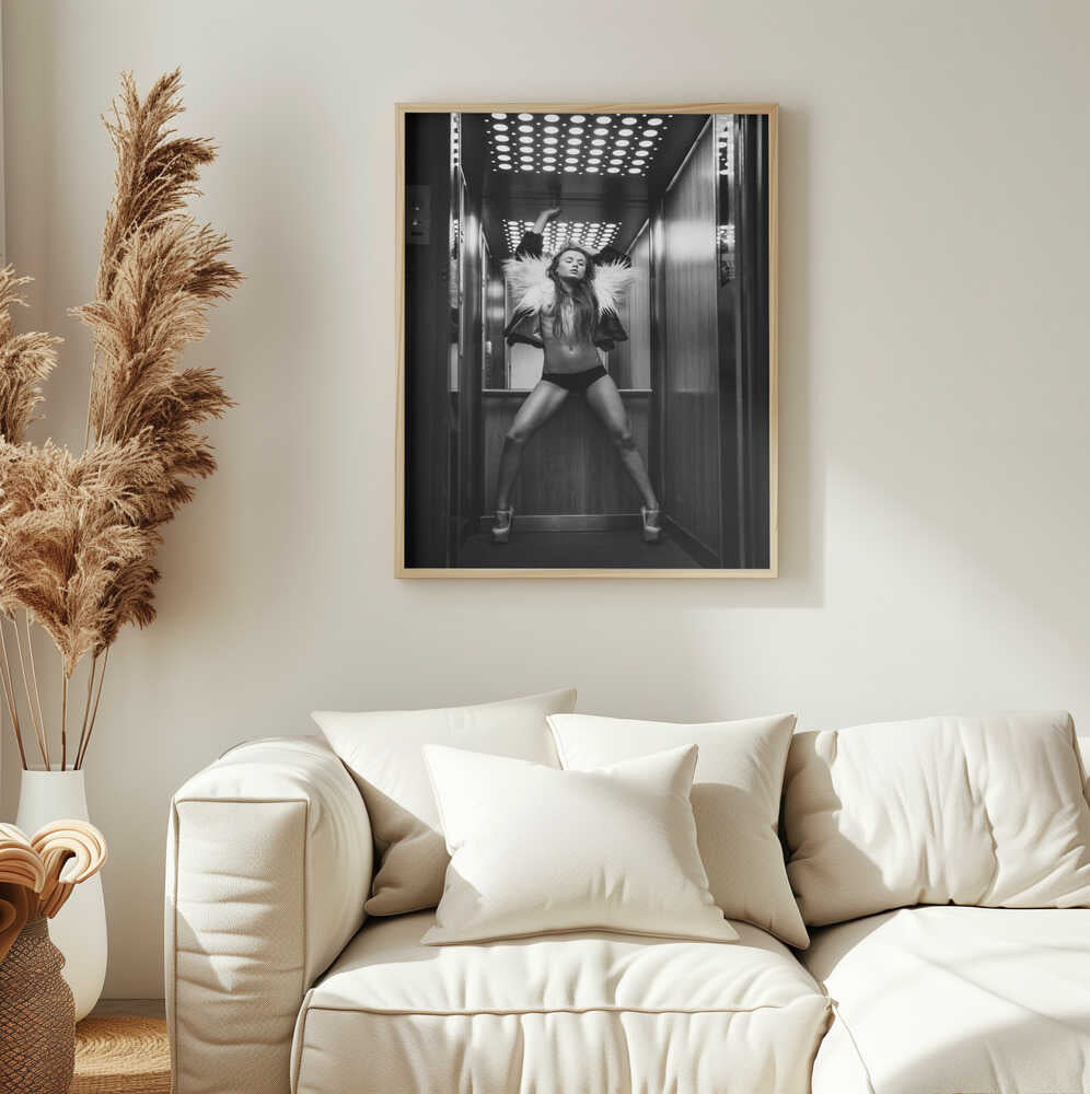 Monochrome Elevator Glamour Art Print UK — Dark Moody Dark Wall Art — Living Room — Wall It All Prints