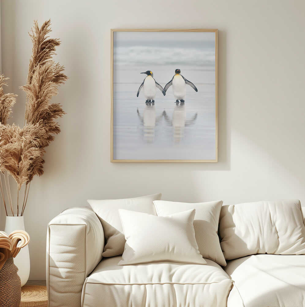Loving Penguin Couple Art Print UK — Landscape Calm Wall Art — Bedroom — Wall It All Prints