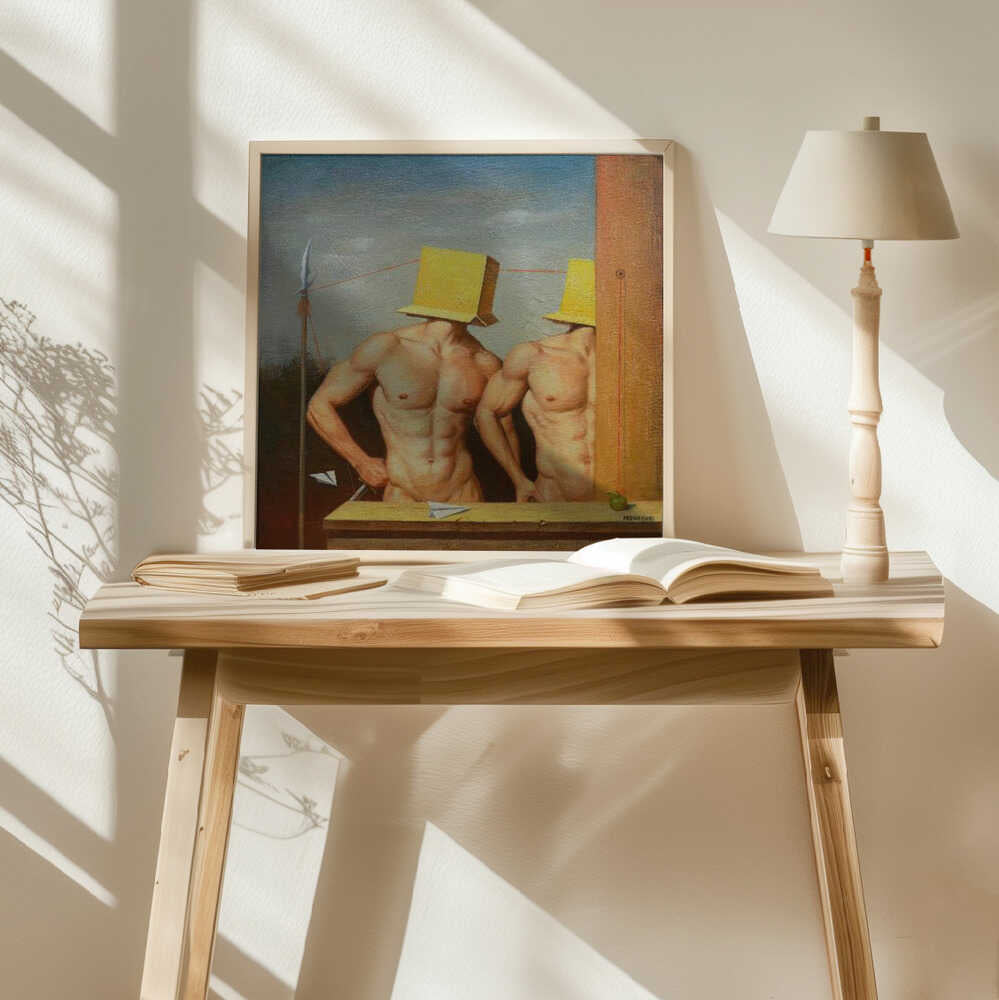 Enigmatic Figures Yellow Boxes Art Print UK — Portrait Vibrant Wall Art — Living Room — Wall It All Prints