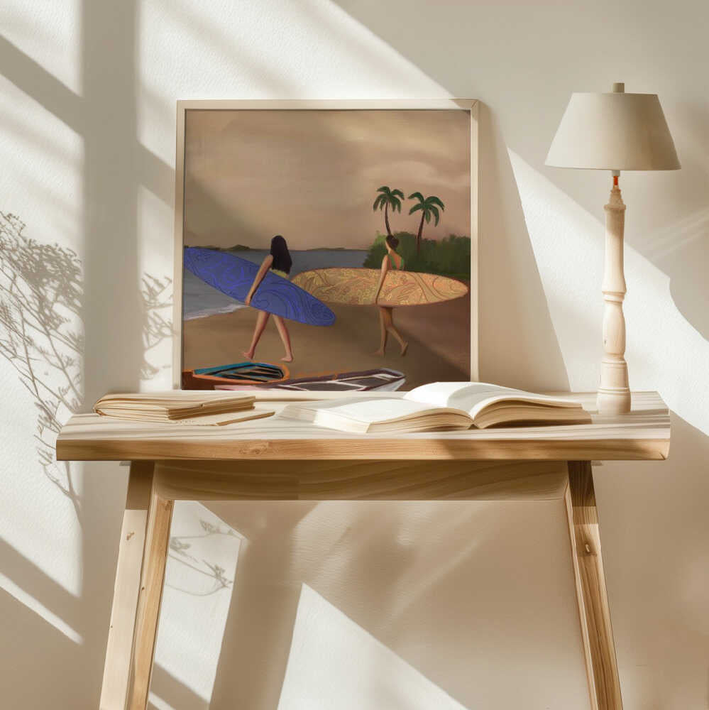 Tropical Surf Sunset Art Print UK — Landscape Warm Wall Art — Living Room — Wall It All Prints
