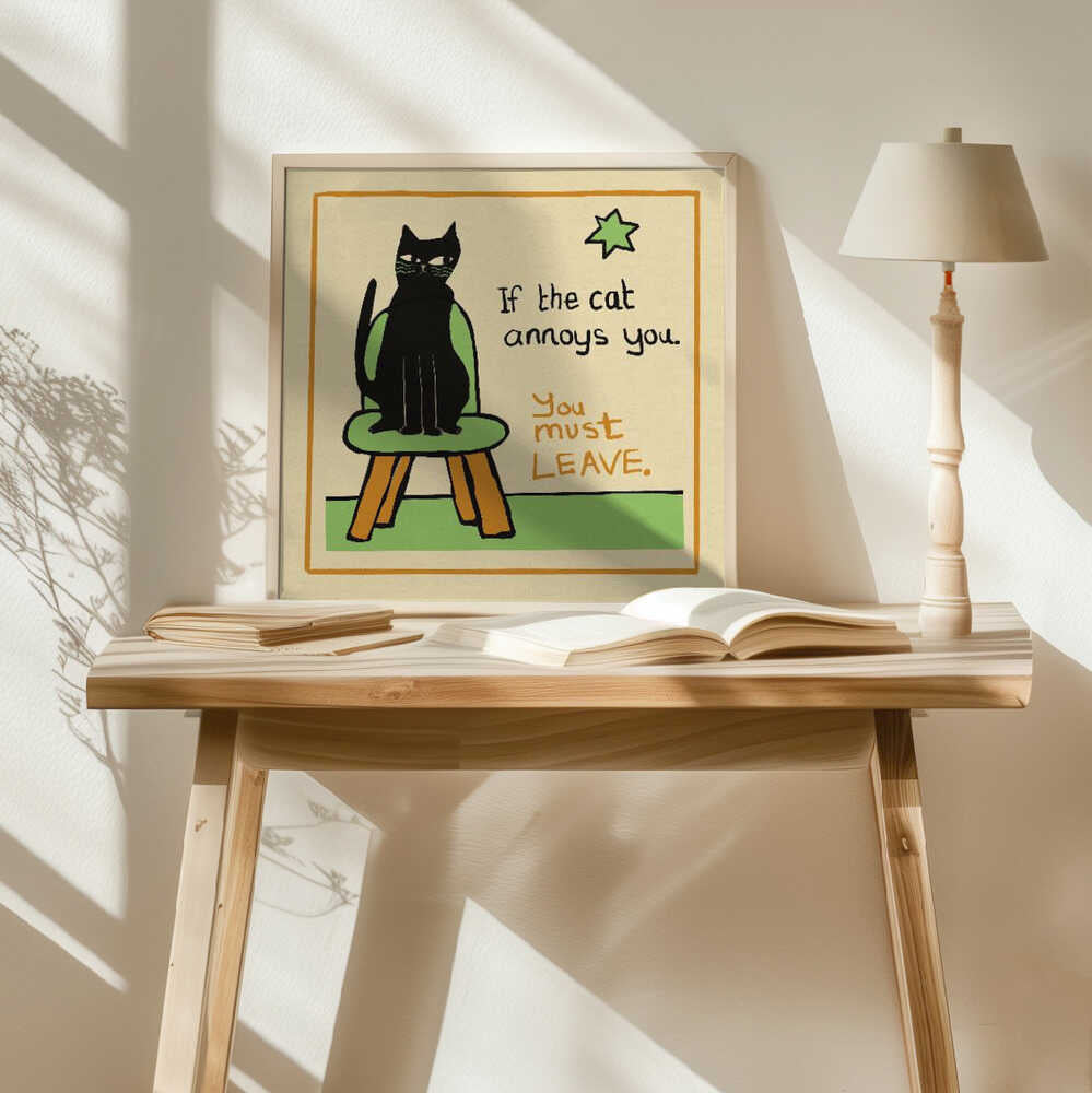 Sassy Cat Rules Art Print UK — Abstract Dark Wall Art — Living Room — Wall It All Prints