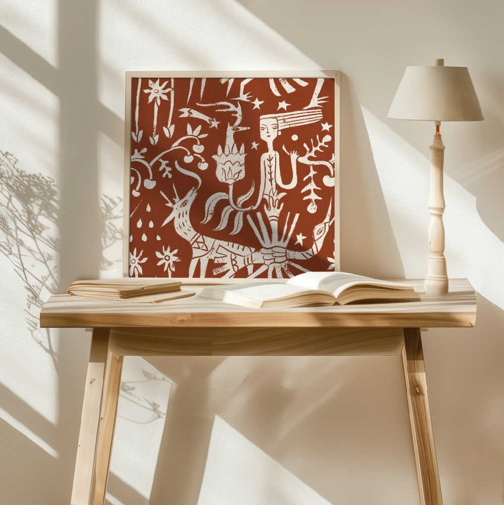 Enchanted Forest Gathering Art Print UK — Botanical Warm Wall Art — Living Room — Wall It All Prints