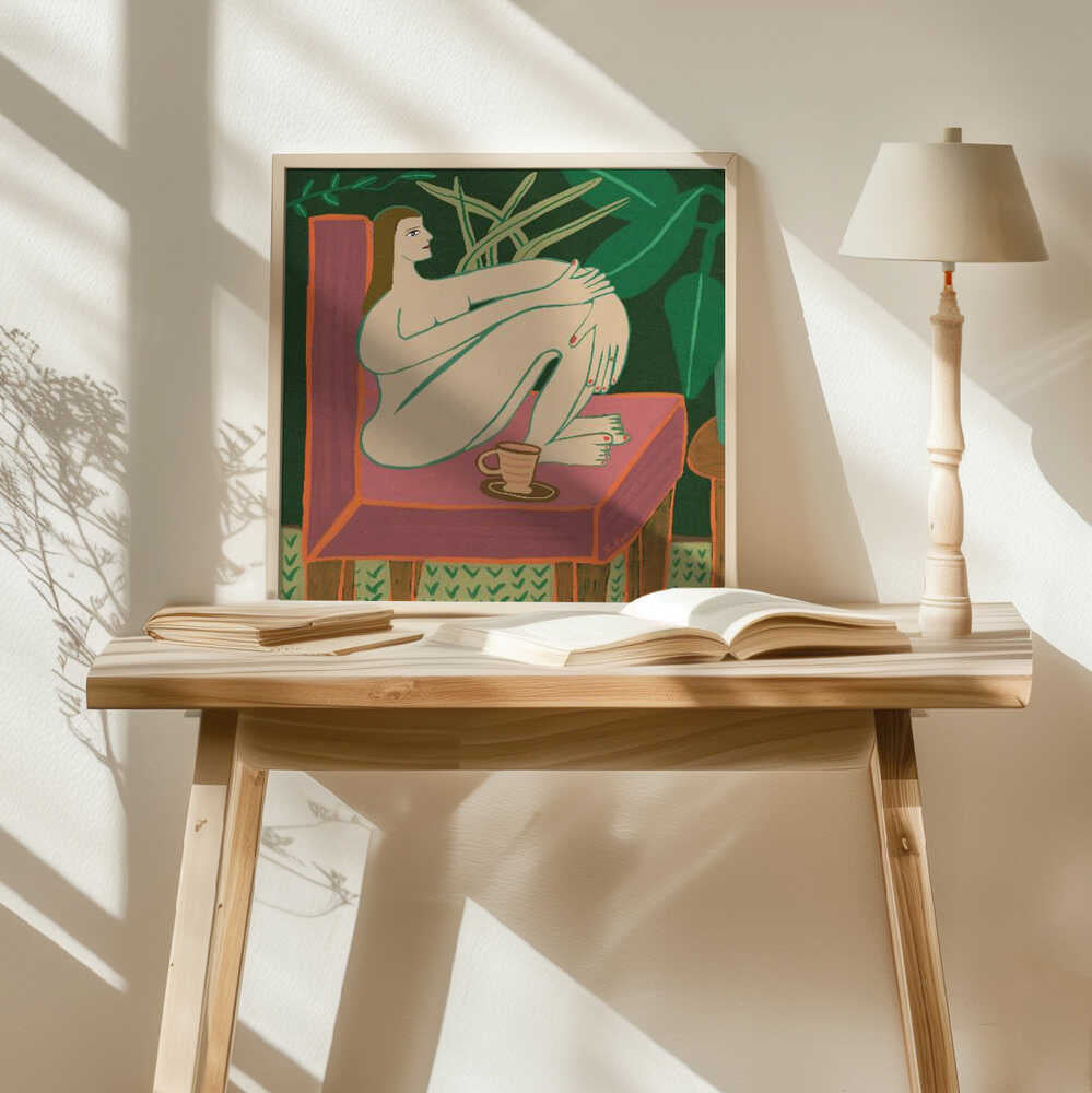 Relaxed Nude With Plants Art Print UK — Botanical Calm Wall Art — Bedroom — Wall It All Prints