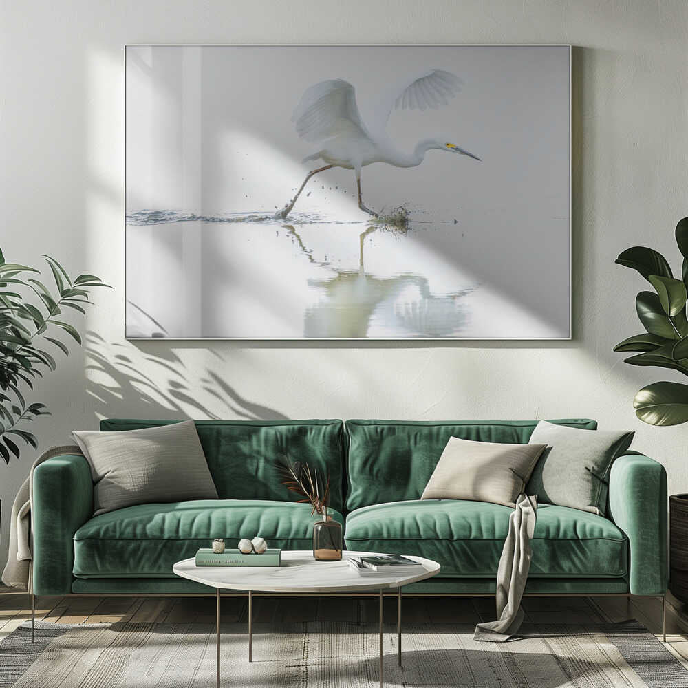 Egret Water Run Art Print UK — Abstract Vibrant Wall Art — Office — Wall It All Prints