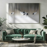 Graceful Cranes in Snow Art Print UK — Japanese Calm Wall Art — Living Room — Wall It All Prints