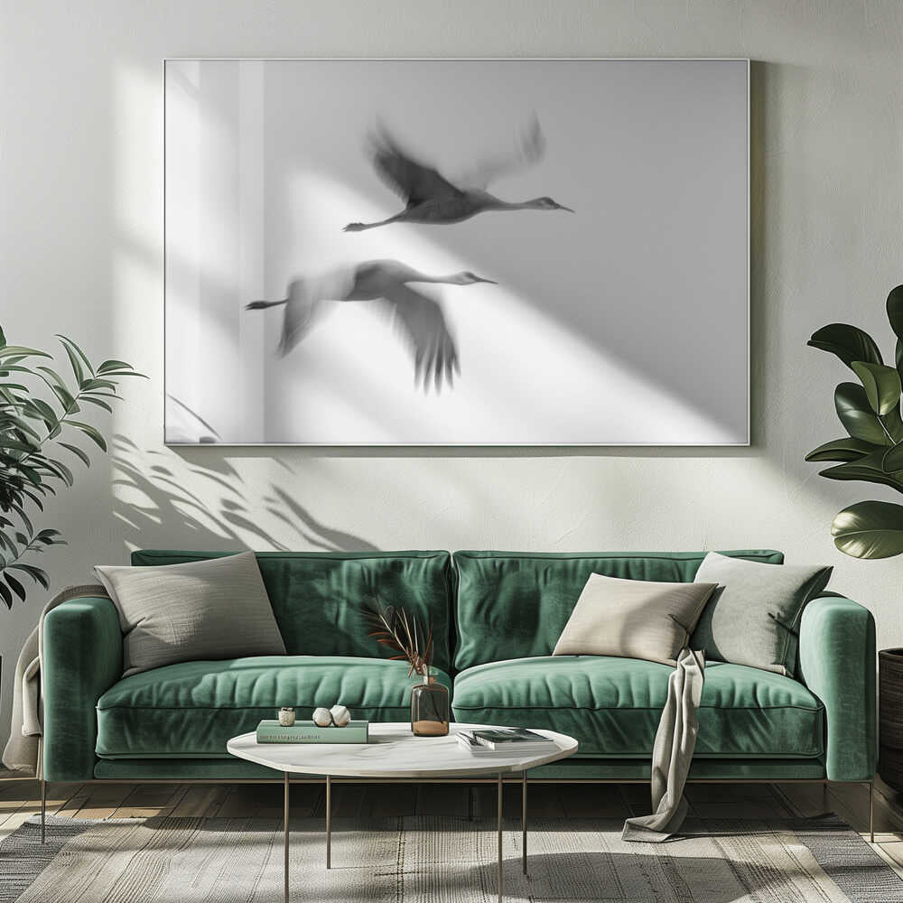 Cranes in Motion Art Print UK — Abstract Dark Wall Art — Living Room — Wall It All Prints
