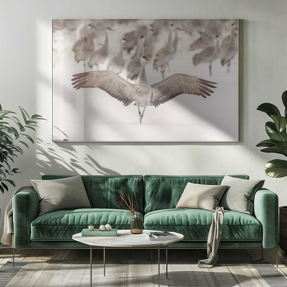 Sandhill Crane Winter Wings Art Print UK — Landscape Calm Wall Art — Living Room — Wall It All Prints