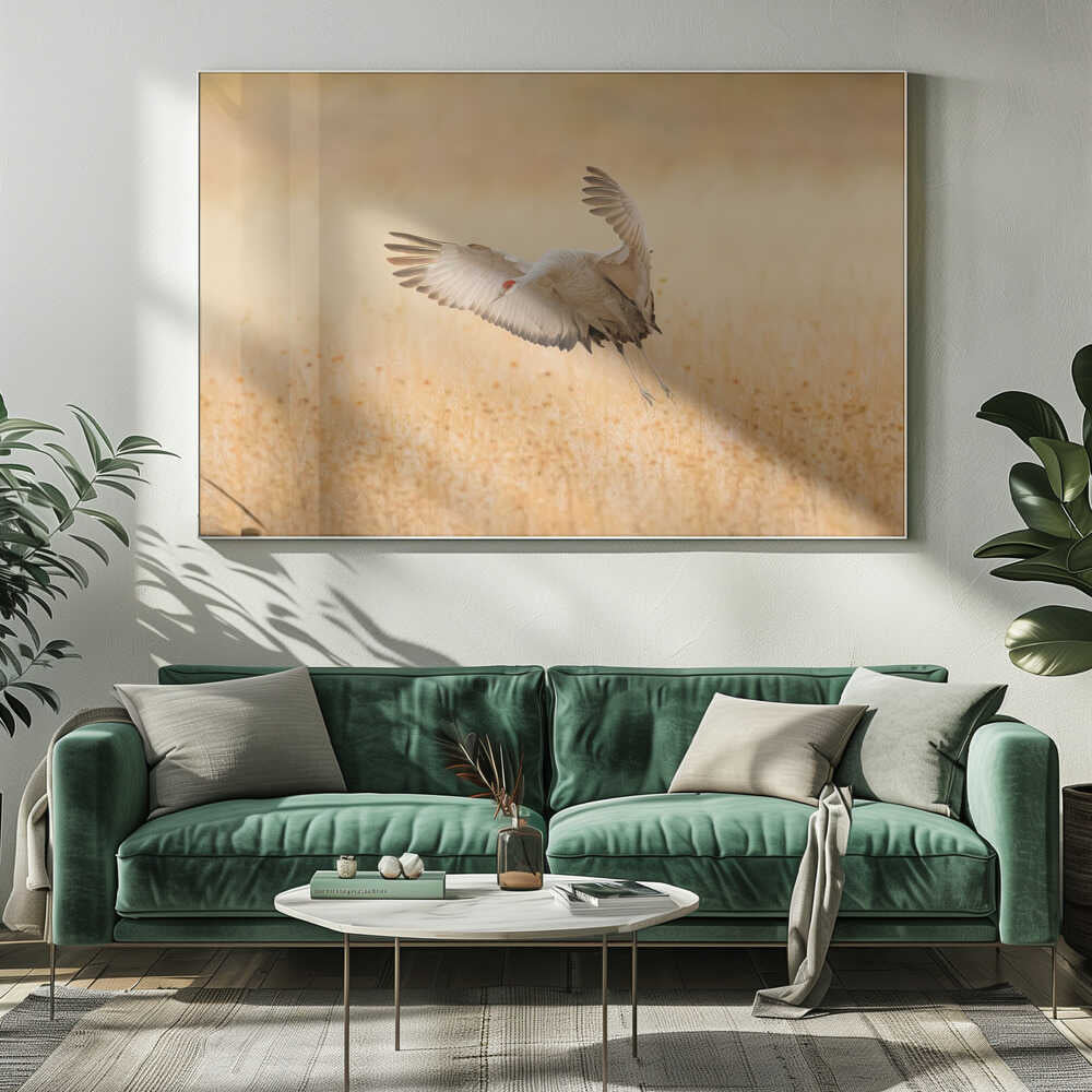 Sandhill Crane Landing Art Print UK — Animal Warm Wall Art — Living Room — Wall It All Prints