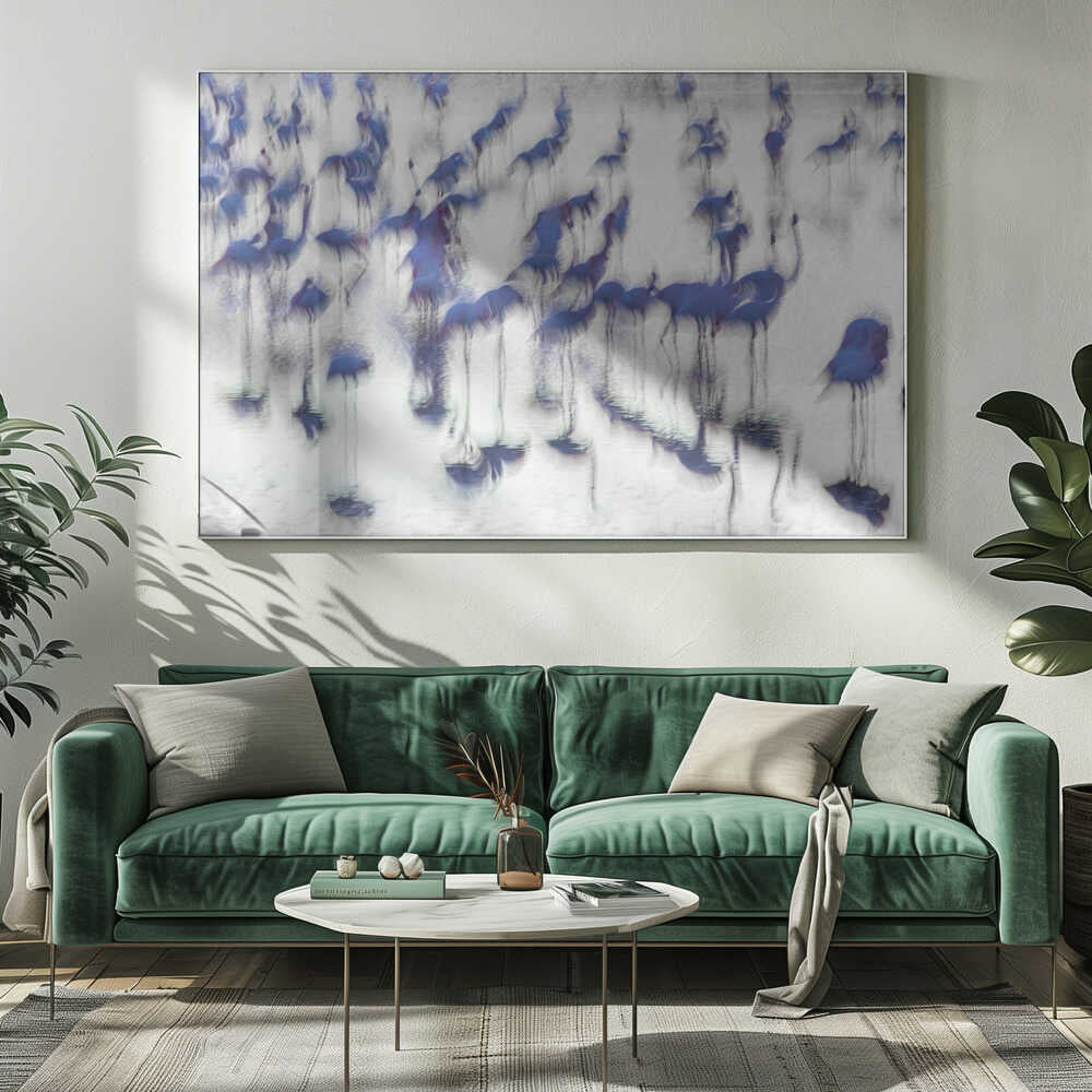 Fluid Blue Flamingos Art Print UK — Abstract Calm Wall Art — Office — Wall It All Prints