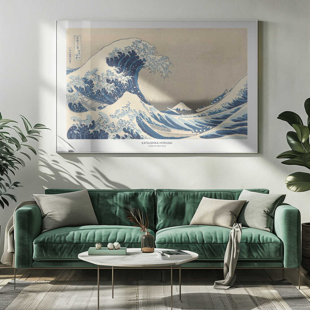 Under The Great Wave Art Print UK — Japanese Vibrant Wall Art — Living Room — Wall It All Prints