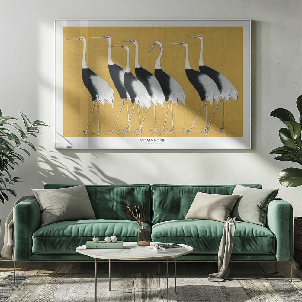Japanese Red Crown Crane Art Print UK — Japanese Vibrant Wall Art — Living Room — Wall It All Prints