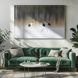 Dancing Winter Cranes Art Print UK — Landscape Calm Wall Art — Living Room — Wall It All Prints