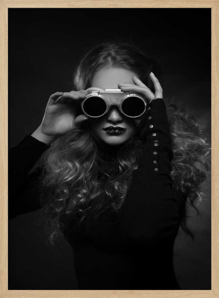 Steampunk Goggles Portrait Art Print UK — Dark Moody Dark Wall Art — Living Room — Wall It All Prints