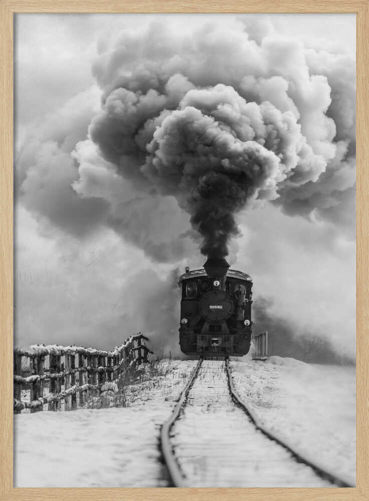 Steam Train In Winter Art Print UK — Dark Moody Dark Wall Art — Living Room — Wall It All Prints