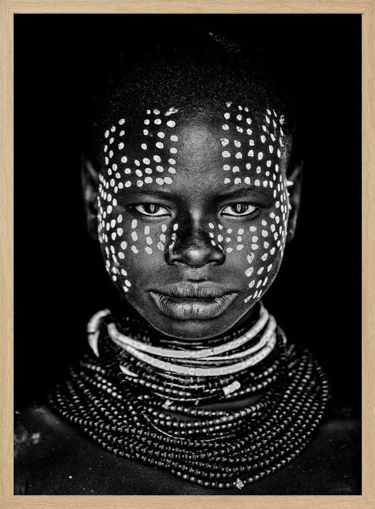 African Dotted Portrait Art Print UK — Dark Moody Dark Wall Art — Living Room — Wall It All Prints