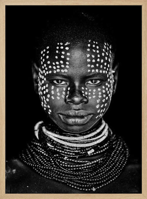 African Dotted Portrait Art Print UK — Dark Moody Dark Wall Art — Living Room — Wall It All Prints