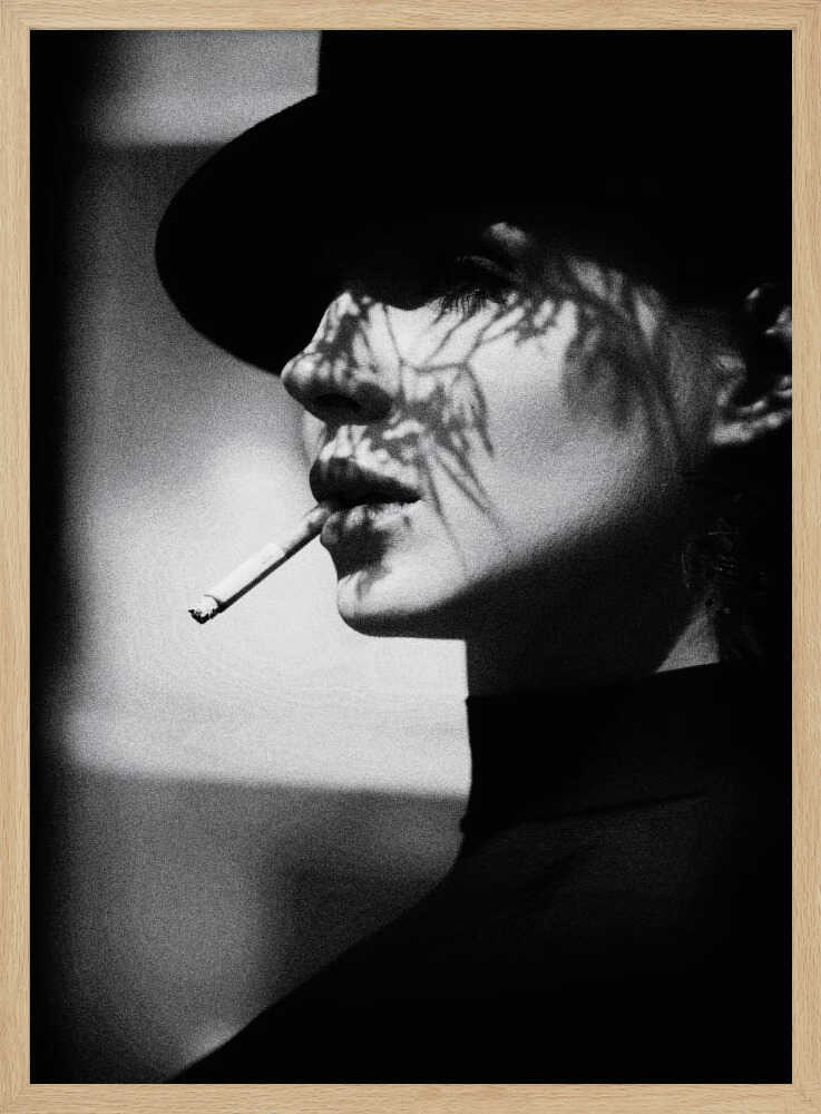 Shadowed Smoking Woman Art Print UK — Botanical Dark Wall Art — Living Room — Wall It All Prints
