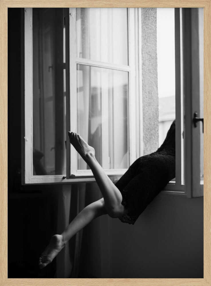 Graceful Legs Open Window Art Print UK — Dark Moody Dark Wall Art — Office — Wall It All Prints