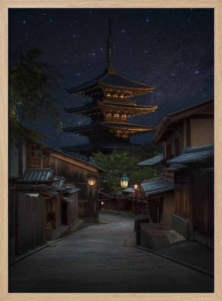 Kyoto Pagoda Starry Night Art Print UK — Japanese Calm Wall Art — Living Room — Wall It All Prints