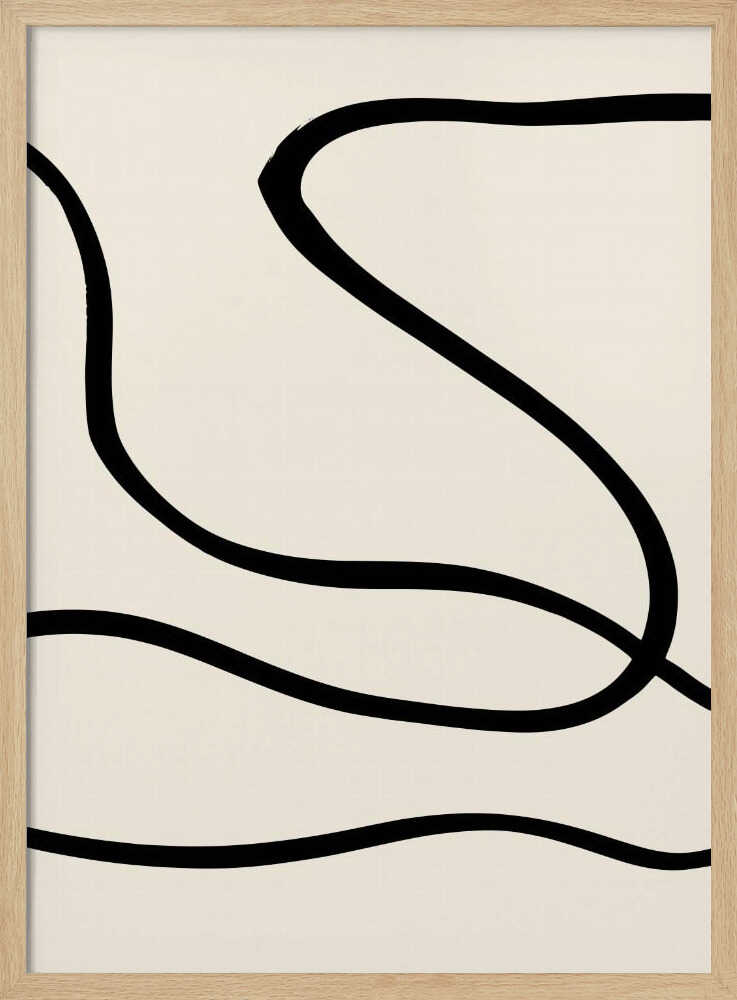 Flowing Black Lines Art Print UK — Abstract Dark Wall Art — Office — Wall It All Prints