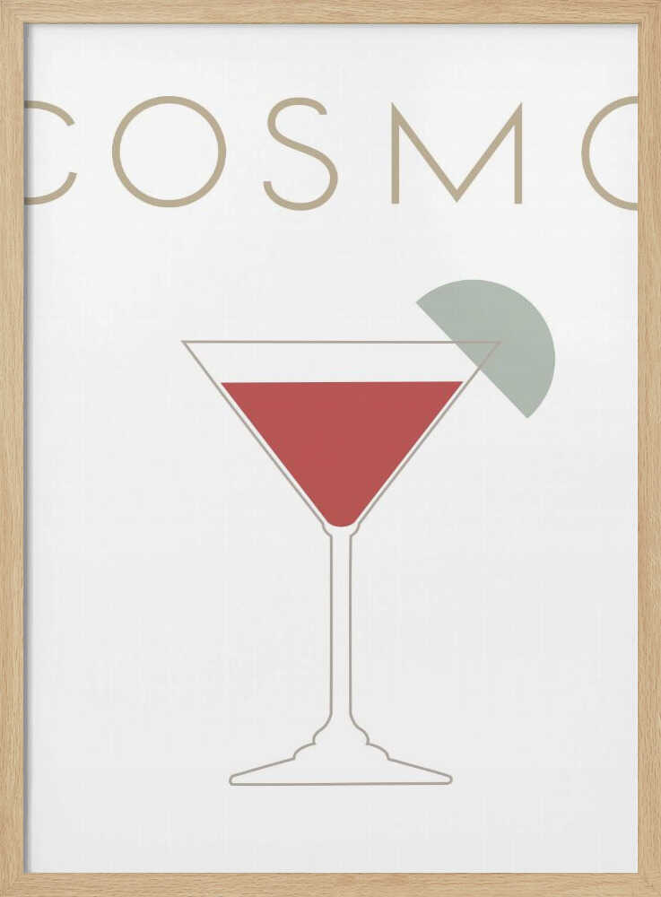 Classic Cosmopolitan Cocktail Art Print UK — Vintage Minimal Wall Art — Office — Wall It All Prints