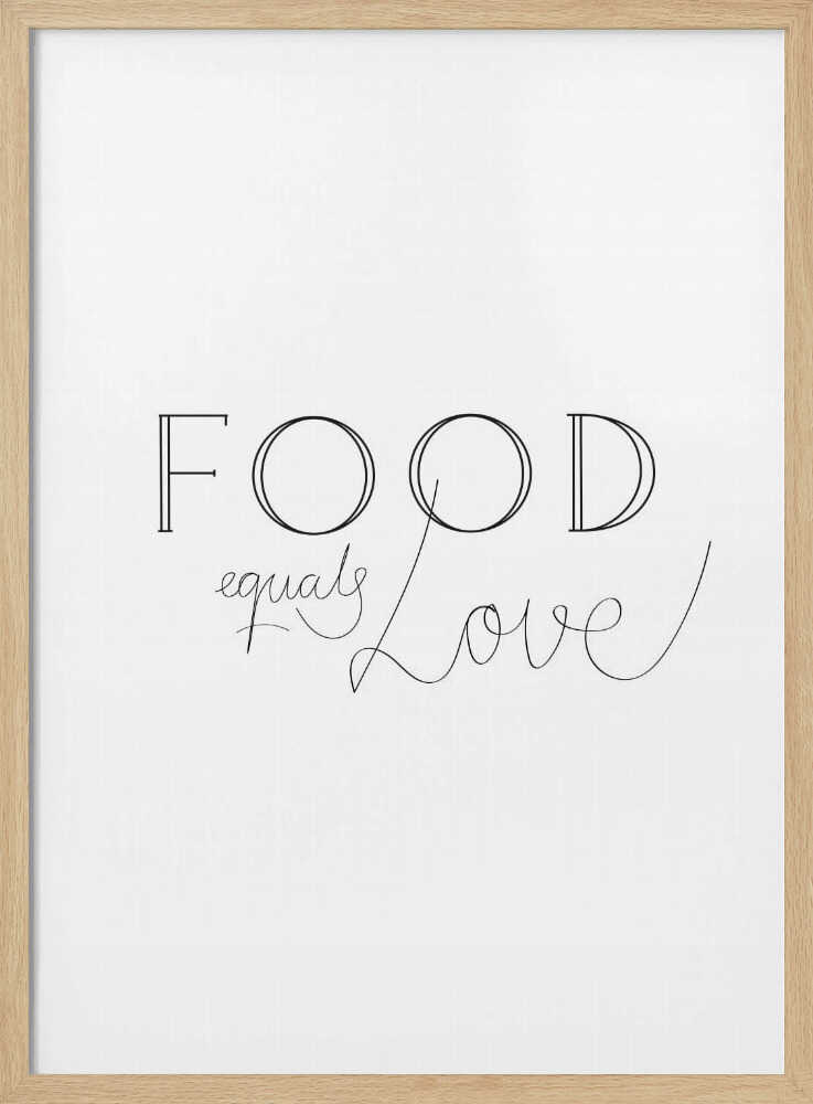 Food Equals Love Typography Art Print UK — Abstract Dark Wall Art — Kitchen — Wall It All Prints