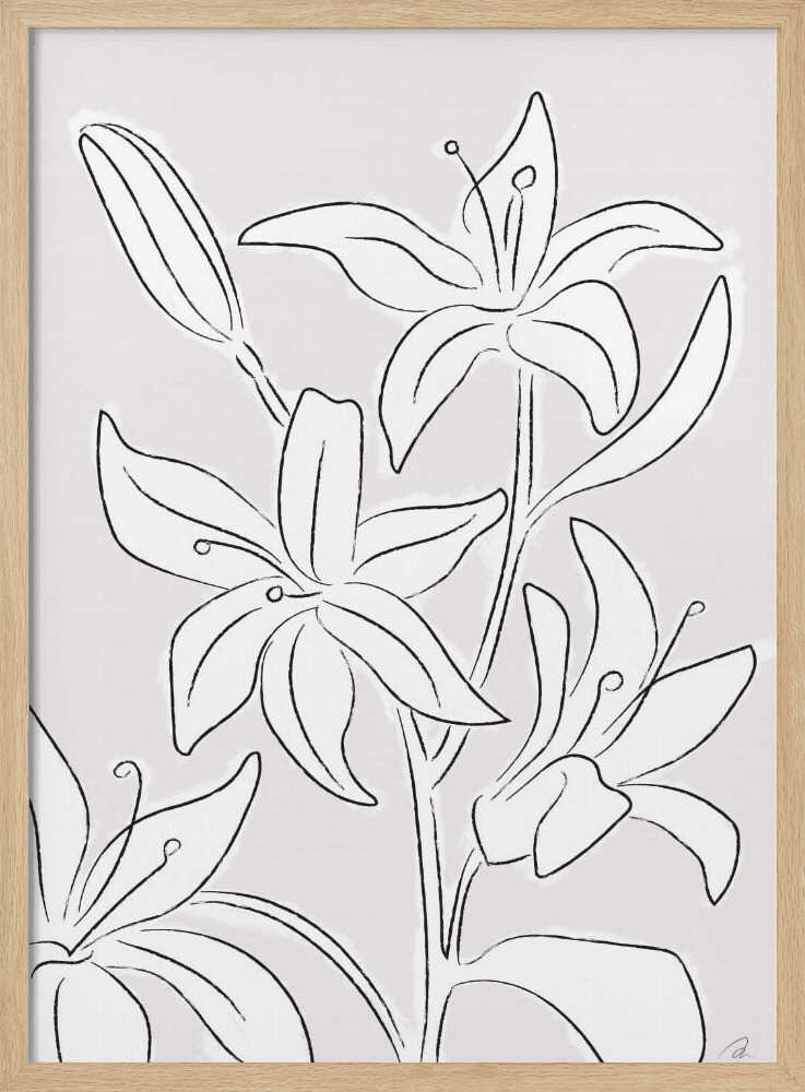 Minimalist Lily Blooms Art Print UK — Botanical Minimal Wall Art — Office — Wall It All Prints
