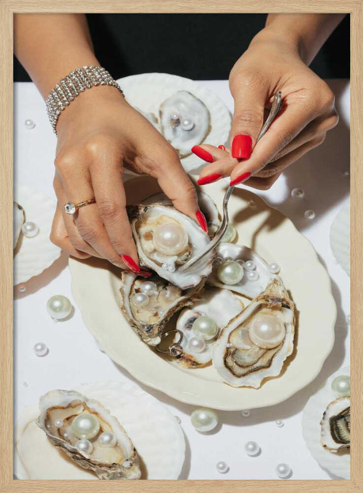Elegant Pearl Oysters Art Print UK — Portrait Fresh Wall Art — Kitchen — Wall It All Prints