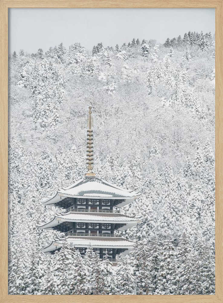 Snowy Japanese Pagoda Art Print UK — Japanese Calm Wall Art — Living Room — Wall It All Prints
