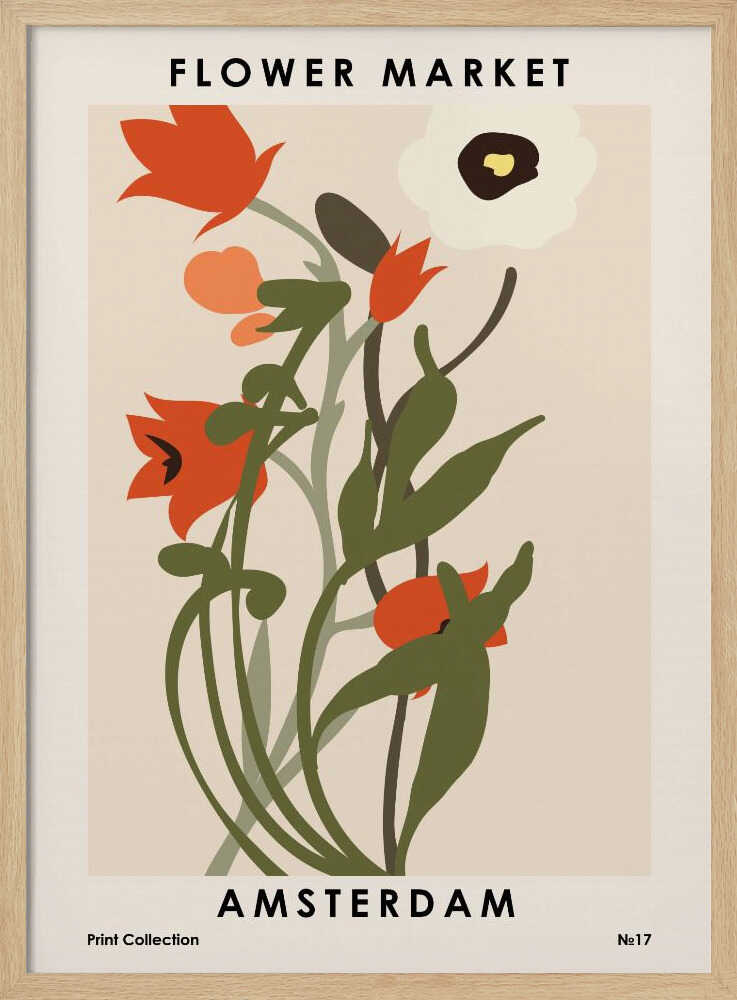Flower Market Amsterdam Art Print UK — Botanical Minimal Wall Art — Office — Wall It All Prints
