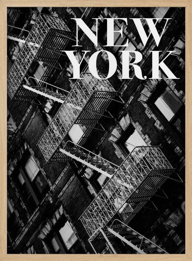 NYC Fire Escapes Art Print UK — Abstract Dark Wall Art — Living Room — Wall It All Prints
