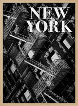 NYC Fire Escapes Art Print UK — Abstract Dark Wall Art — Living Room — Wall It All Prints