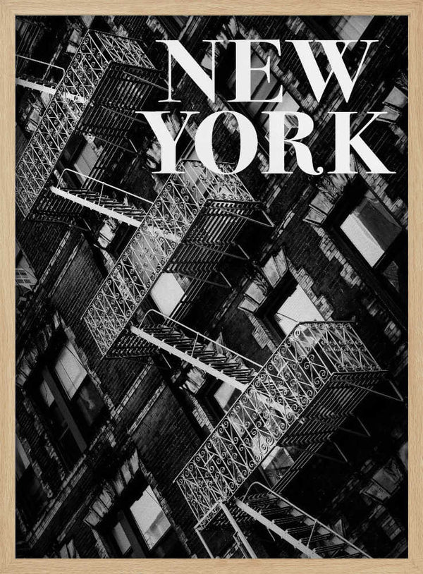 NYC Fire Escapes Art Print UK — Abstract Dark Wall Art — Living Room — Wall It All Prints