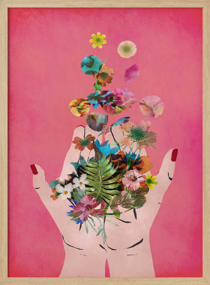 Blooming in Hands Art Print UK — Botanical Vibrant Wall Art — Living Room — Wall It All Prints