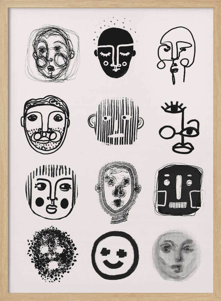 Faces of Emotion Art Print UK — Abstract Vibrant Wall Art — Office — Wall It All Prints