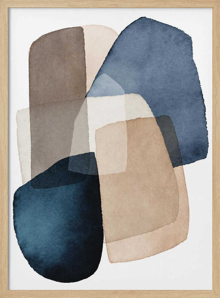 Blue Brown Blocks Art Print UK — Abstract Vibrant Wall Art — Living Room — Wall It All Prints
