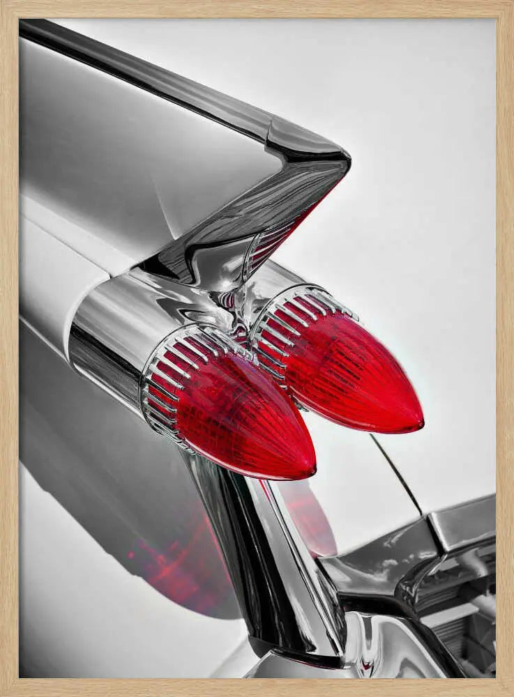 Red Rocket Taillights Art Print UK — Vintage Vibrant Wall Art — Living Room — Wall It All Prints