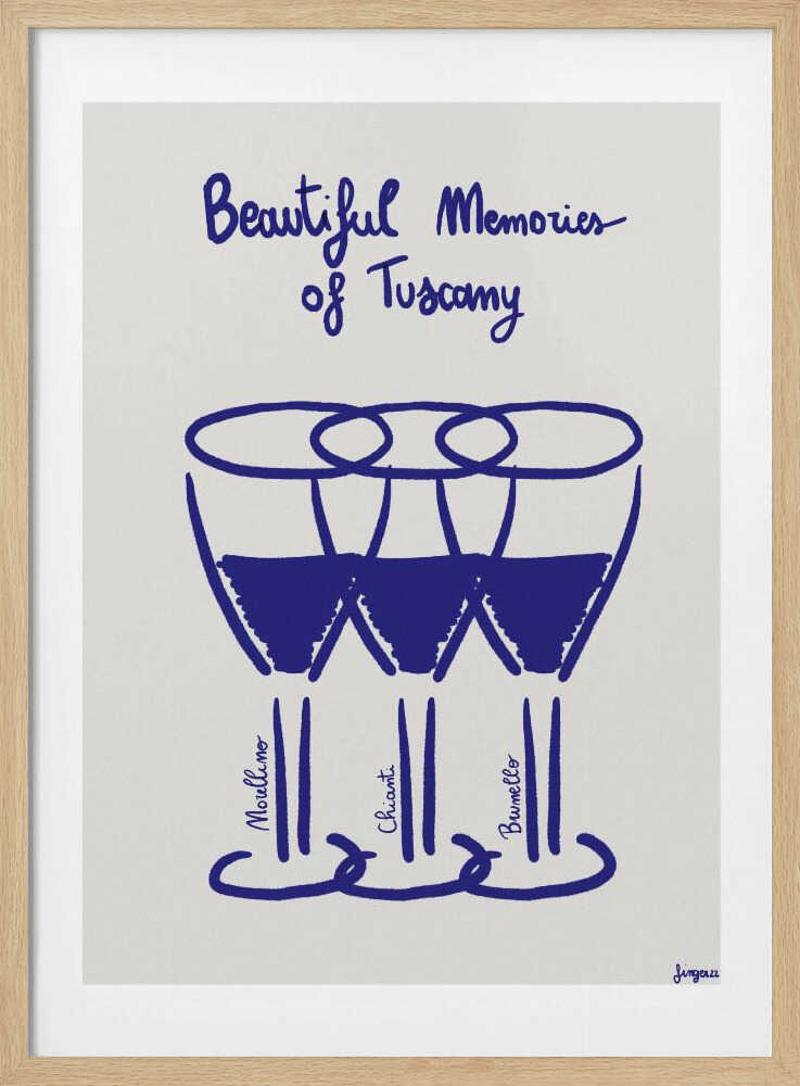Tuscan Wine Memories Art Print UK — Abstract Minimal Wall Art — Kitchen — Wall It All Prints