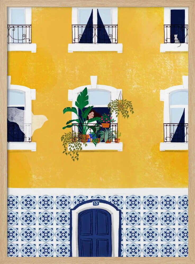Bright Urban Balcony Art Print UK — Botanical Vibrant Wall Art — Living Room — Wall It All Prints