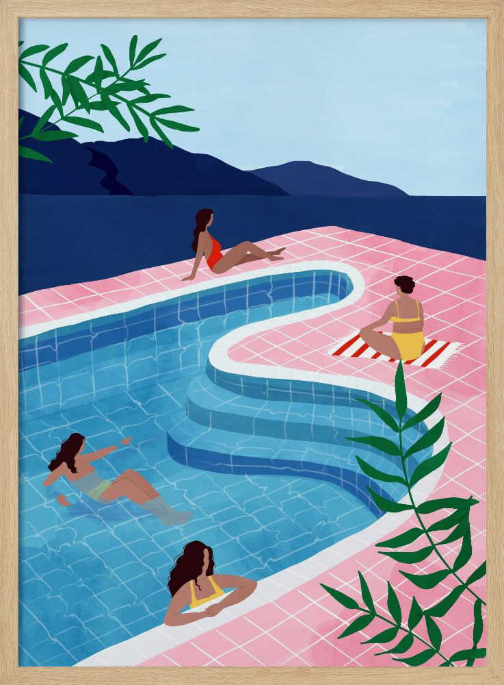 Tropical Pool Day Art Print UK — Abstract Vibrant Wall Art — Living Room — Wall It All Prints