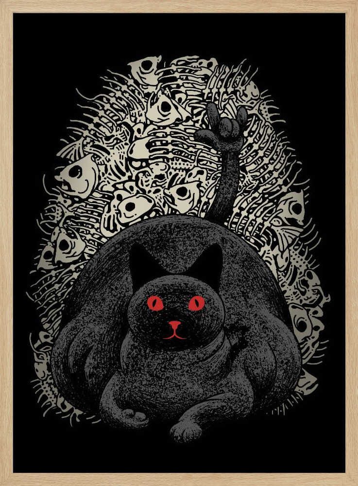 Rock On Cat Art Print UK — Dark Moody Vibrant Wall Art — Kitchen — Wall It All Prints