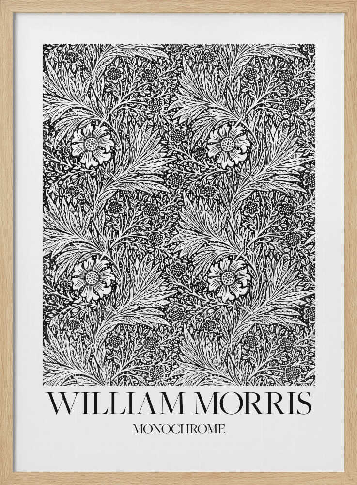 Marigold Monochrome Art Print UK — Botanical Dark Wall Art — Living Room — Wall It All Prints