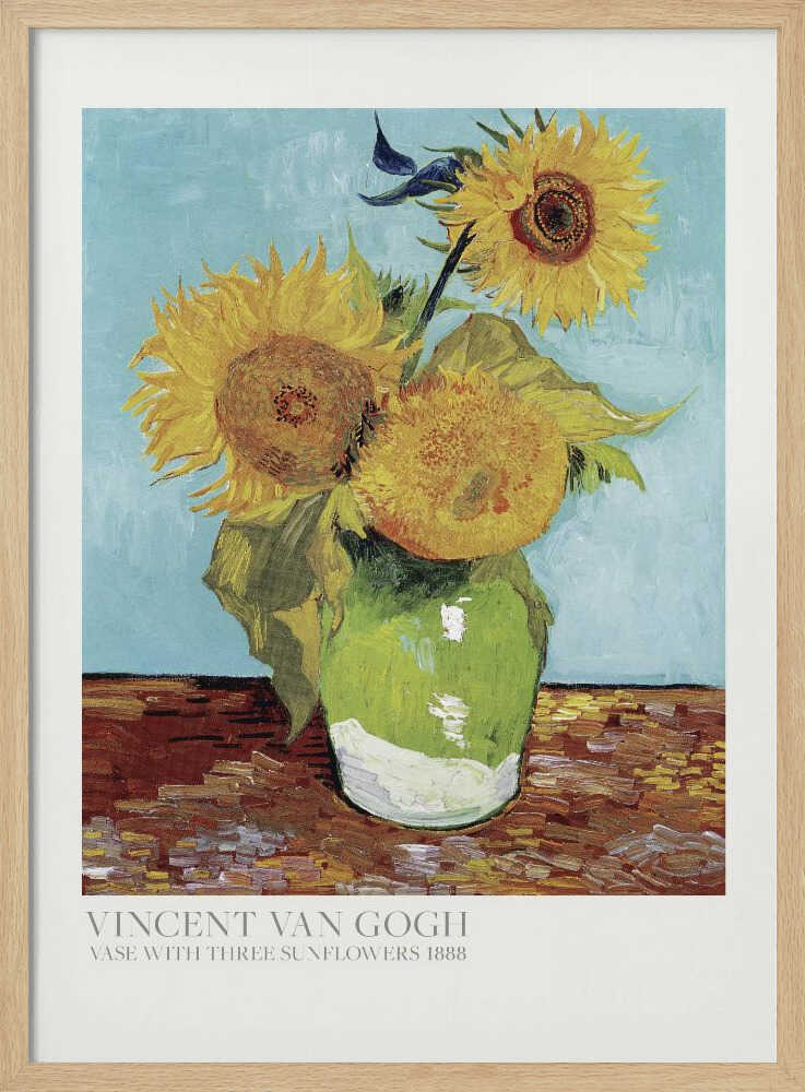 Vase With Three Sunflowers Art Print UK — Botanical Vibrant Wall Art — Living Room — Wall It All Prints